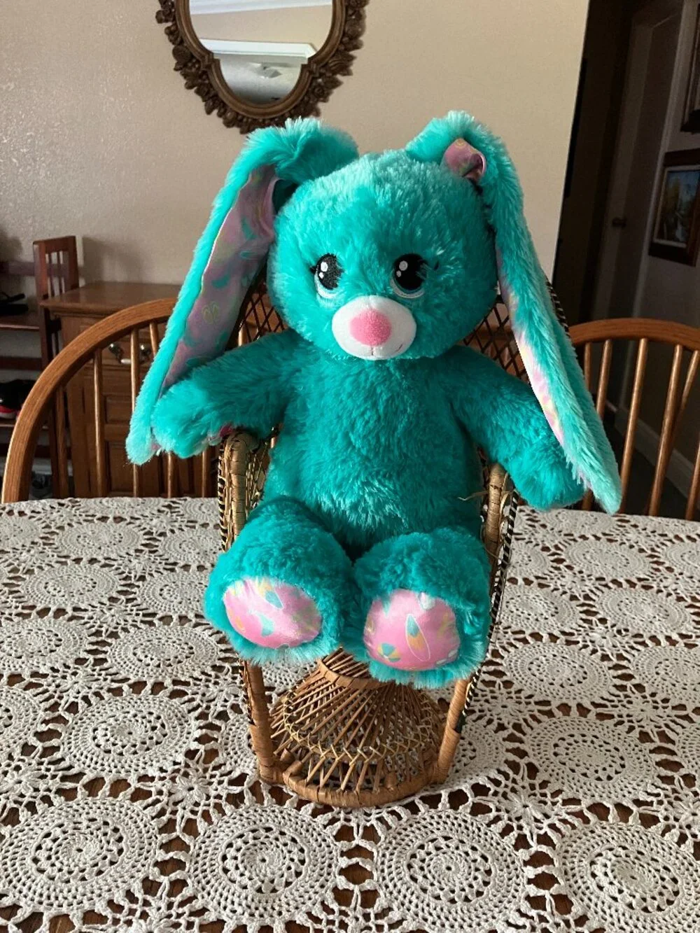 Build-A-Bear BAB 16” Plush Beach Bunny Teal Rabbit w/ Long Floppy Ears